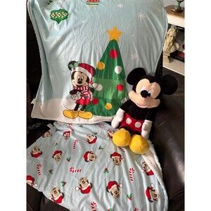 Mickey Mouse Bundle- Plush Mickey Mouse, 2 baby Christmas blankets 40x30